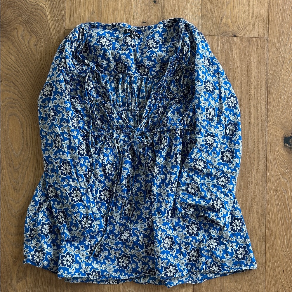 J. Crew Blue Floral Swim Coverup
